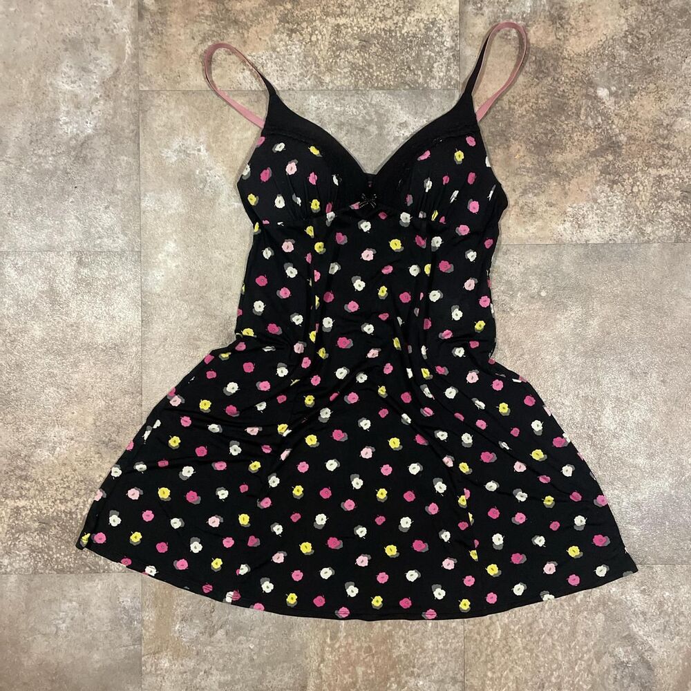 betsey johnson y2k black bra top slip dress size medium
